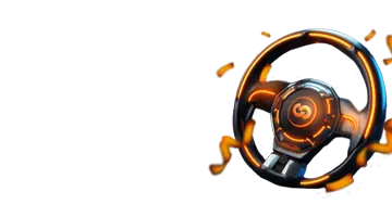 Изображение высокотехнологичного руля, представляющее пятничный бонус в Vulkan Vegas казино с динамичной гоночной темой.